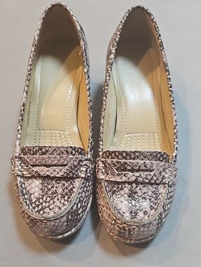 Easy Spirit Women's Snake-Print Loafers in Taupe